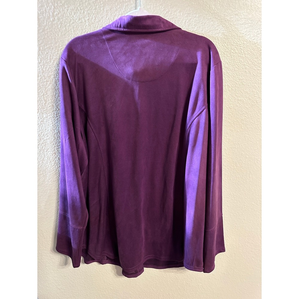 Avenue Stretch Suede Button Down Top Collared Long Sleeve Shirt 22/24 - Picture 5 of 5